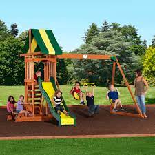 Wooden swing sets have provided wholesome family fun for generations, but today having a wooden playset is even more important for children's mental and physical health. Backyard Discovery Prestige Wood Swing Set