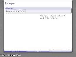 Solving The Dlp Baby Step Giant Step Algorithm Youtube