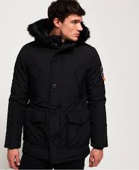 mens everest parka jacket in black superdry