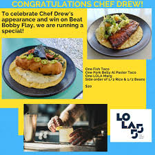 Grill the fish for 4 minutes on the first side and then flip for 30 seconds and remove. Lola 55 Back By Popular Demand Our Taco Tuesday Special Is Our Beat Bobby Flay Special That We Did Last Week We Sold Over A Hundred Of These The Other Day