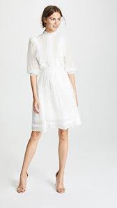 Costarellos Mock Neck Bishop Sleeve Dress White Cocktail Dress Evening Dress Collection Formal Dresses With Sleeves