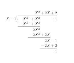 The process for dividing one polynomial by another is very similar to that for dividing one number by another. Polynomial Long Division Using Polynom Tex Latex Stack Exchange