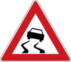 The road ahead curves sign. Traffic Signs Czech Online Education