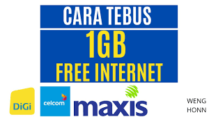Cara Tebus Free 1gb Internet Drpd Digi Maxis Dan Celcom Dapatkan Free Internet 1gb Setiap Hari Youtube