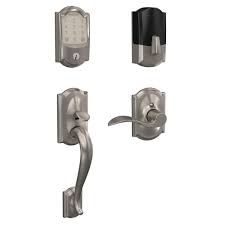 Schlage Camelot Encode Smart Wifi Door Lock With Alarm And Accent Lever Handleset In Satin Nickel Fe489cam619acc The In 2020 Wifi Door Lock Smart Door Locks Schlage