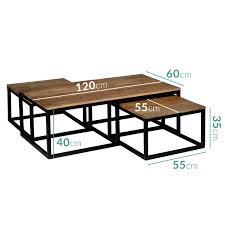 A wood and metal end coffee table with an industrial look. Industrial Coffee Tables In Wood Black Metal 3 Suri Furniture123