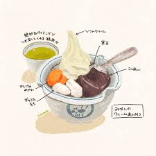 みはしの あんみつ たべ たい 大好き イラスト イラストレーション ipadpro applepencil procreate foodillustration みはし フードイラスト しろたえフードイラスト 飯テロ 食べ物イラスト