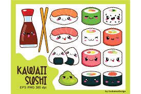 Kawaii Sushi Set Kawaii Clipart Cute Food Drawings Kawaii