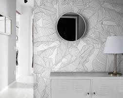 Black And White Leaf Peel And Stick Wallpaper Removable Wallpaper With Banana Leaf Print Banana Leaves Peel And Stick Wallpaper Tropical Leaf Removable Wallpaper For Nursery With Images