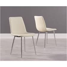 Bonsoni Is Proud To Present This Hale Cream Faux Leather And Chrome Dining Chairs Pairs This Is A Bea Fabric Dining Chairs White Dining Chairs Dining Chairs