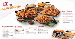 3 pieces of chicken, whipped potato, coleslaw, bun, drink. Kfc Catering Menu Prices View Kfc Catering Menu Here Catering Menu Fast Food Advertising Dessert Buffet