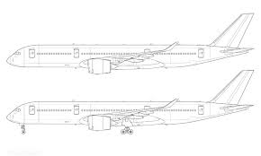 Airbus A350 900 Side View Line Drawing Plane Drawing Boeing Boeing 777