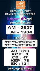 Prediksi Sydney Kamis 22 Oktober 2020 November Sydney Rabu