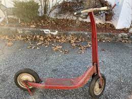 Vintage 1940&#039;s Radio Line Metal Push Scooter w/ Stand Emblem &amp;  Rubber Tires | eBay