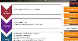 Mengurangkan dan membasmi kemiskinan dengan menambahkan pendapatan dan memperbanyakkan peluang pekerjaan kepada semua rakyat tanpa mengira kaum; Dasar Ekonomi Baru