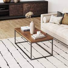 A walmart folding table instead of a nice coffee table in your living room? Nathan James 31101 Doxa Modern Industrial Coffee Table Wood And Metal Box Frame Dark Brown Black Amazon Ca Home