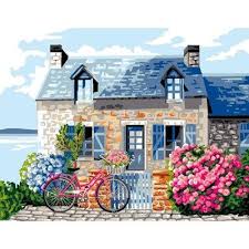 L Amour De Bretagne Canevas De Luc Creation Dessin Paysage Maison Dessin Art De Puzzle