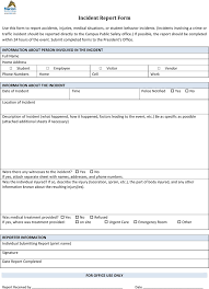 Incident Report Form Incident Report Form Incident Report Report Template