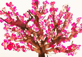 The flowering apple tree coloring pages to view. Spring Blossom Cotton Bud Tree Paintings Arts Crafts