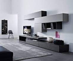 Wohnwand modern art in schwarz inkl. Moderne Design Wohnwand Mit Carbone Eiche Und Tv Board
