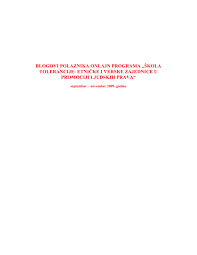 Maybe you would like to learn more about one of these? Blogovi Polaznika Onlajn Programa Skola Tolerancije Etnicke I