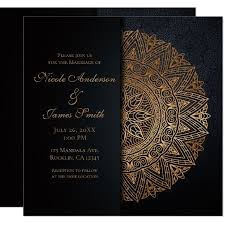 Black And Gold Invitations Background Black Gold Mandala Elegant Wedding Marriage Invitation Zazzle Com Marriage Invitations Gold Mandala Black Wedding Invitations