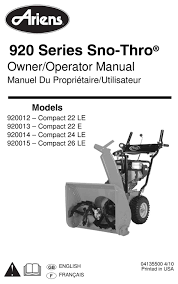 Keeping them correctly serviced and. Ariens Compact 24 Manual Pdf Download Manualslib