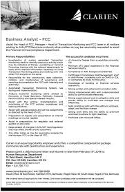 Business Analyst Fcc Business Analyst Job Business