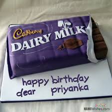 The Name Priyanka Is Generated On Dairy Milk Birthday Cake With Name Image Download And Happy Birthday Cake Images Happy Chocolate Day Birthday Wishes Cake