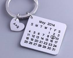 Personalized Calendar Keychain Hand Stamped Ot Myhandword Boyfriend Gifts Personalised Calendar Calendar Keychain