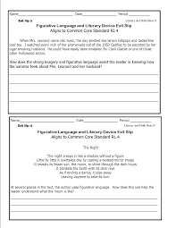 Figurative Language Exit Slips Figurative Language Teaching Middle School Middle School Resources