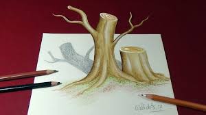 Draw the closest side of the box. How To Draw A 3d Tree Trunk 3d Art Optical Illusion Easy And Simple Steps