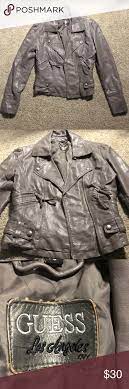 Grey Guess Leather Jacket Jackets Leather Jacket Faux Leather Jackets