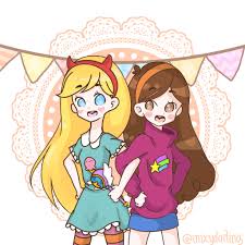 Star Butterfly And The Forces Of Evil And Mabel Pines From Gravity Falls Tandem Fanart Anime Chibi Style Cute By Julia Narvasa