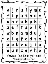 Consonant And Vowel Search And Color Teaching Vowels Consonant Vowel Worksheets