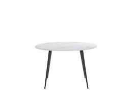 Marble has broken free of the standard kitchen countertop slab and is showing up on bathtub backsplashes, modern dining tables and more. Round Dining Table O 120 Cm White Marble Effect With Black Odeon Beliani De