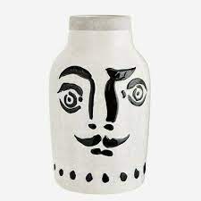 Matte black modern ceramic face vase decorative pottery flower holder art decor. Large Black White Face Vase Stoneware Vase Dali Vase Painted Face On Pot Ebay