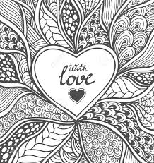 A digital coloring book for. Handmade Abstract Herat Frame In Zen Doodle Style Black On White Royalty Free Cliparts Vectors And Stock Illustration Image 49813832