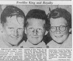 1954 Star Phoenix Travellers Day Parade Freckles King Queen Brian Kells  Ronald ELliott Pamela SInclair PW McMeans photo Jul 8 p3