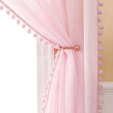 Miulee Linen Textured Window Sheer Curtains With Pom Pom Https Www Amazon Com Dp B07xdhdwn9 Ref Cm S Pink Sheer Curtains Kids Room Curtains Pink Curtains