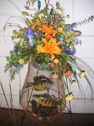 This Arrangement Was Made For The Funeral Of A Gentleman Who Was An Avid Fis Funeral Flower Arrangements Funeral Floral Arrangements Large Flower Arrangements