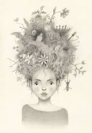 Birds In Her Hair Art Whimsical Art Hare Illustration