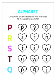 Uppercase and lowercase letter matching worksheets this set of free uppercase and lowercase worksheets asks kids to match each of the capital letters to the lowercase letters by drawing a line to connect the two. Color Matching Uppercase And Lowercase Letters P To T Worksheets For Kindergarten Preschool Grade Art And Craft Worksheets Schoolmykids Com