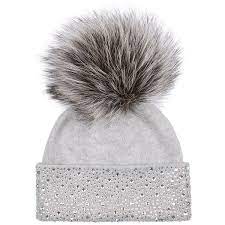 William Sharp Swarovski Crystal Pom Pom Hat 4 260 Ron Found On Polyvore Featuring Women S Fas Fur Pom Pom Hat Womens Designer Accessories Women S Accessories