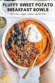 Fluffy Paleo Sweet Potato Breakfast Bowl Recipe Sweet Potato Breakfast Paleo Sweet Potato Breakfast Sweet Potato Recipes Healthy
