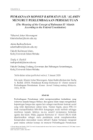 Justeru, adalah tepat jika dikatakan perlembagaan adalah yang tertinggi di malaysia. Pdf Pemaknaan Konsep Rahmatan Lil Alamin Menurut Perlembagaan Persekutuan The Meaning Of The Concept Of Rahmatan Lil Alamin According To The Federal Constitution