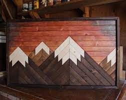 Mountain Wood Art Mountain Range Modern Wood Art Wood Wall Art Mountains Mountain Art Geometric Wood Art Rustic Home D Mountain Wood Art Wood Art Wood Wall Art