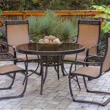 Monaco Five Piece Outdoor Dining Set Bar Height Patio Set Tile Patio Table Wrought Iron Patio Set