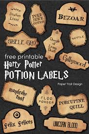 Simply save, print, and add to a jar of your favorite halloween candies for the perfect dessert table. Harry Potter Potion Labels Printable Paper Trail Design