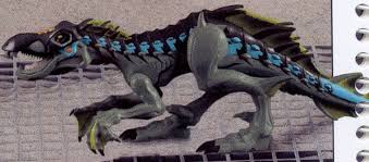 Jp Toys It is made from the dna of tyrannosaurus rex, triceratops, velociraptor, ankylosaurus, and stegosaurus, making it a deadly fighting machine.